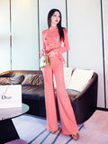 AOOKDRESS early spring houndstooth palace style suit 2021 new double-breasted slim-fit shirt two-piece flared pants