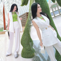 AOOKDRESS fashion set new summer sleeveless small suit jacket micro horn trousers two-piece set