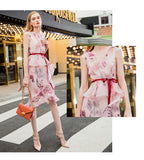 AOOKDRESS 2021 summer new Ruffle V-neck Sleeveless Dress Holiday Vintage Print fishtail skirt