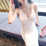 AOOKDRESS dress long new fashion sleeveless slim knee-length bottoming knit skirt