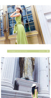 AOOKDRESS shirt dress in the long summer new fashion avocado green satin fake two-piece knee-length skirt