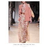 AOOKDRESS European and American catwalk orange suit female Korean printed chiffon dress temperament goddess Spring 2021