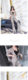 AOOKDRES SPRING EUROPEAN AND AMERICAN SEXY LEOPARD PRINT SET FASHION A BUTTON-DOWN WAIST SUIT WITH CHEST MICRO FLARED PANTS THREE-PIECE SET