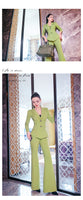 AOOKDRESS Spring OL formal suit 2021 new mint green pleated waist small suit and micro flared pants two-piece suit