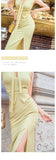 AOOKDRESS summer sexy V-neck ribbon dress cover belly new temperament sleeveless open fork long skirt in the long