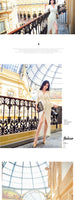 AOOKDRESS early spring temperament long-sleeved evening dress new fashion sexy slim cross-knee skirt