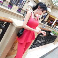 AOOKDRESS sexy ladies wind suit summer new irregular suspender jacket split casual pants two-piece suit