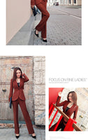 AOOKDRESS spring dress new professional women's pants set sexy off-the-shoulder thin temperament small suit jacket straight pants