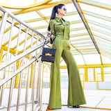 AOOKDRESS summer temperament suit new stylish slim shirt high-waisted wide-leg flared pants two-piece set