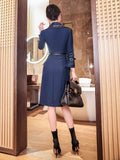 AOOKDRESS early spring long-sleeved shirt dress 2021 new fashion temperament design sense waist slim denim A-line skirt