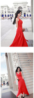 AOOKDRESS early spring strap dress long new fashion V-neck sleeveless waist slim annual dress