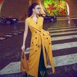 Aookdress summer celebrity style women's new fashion cardigan double breasted sleeveless over the knee vest long skirt