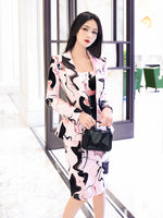 AOOKDRESS Early autumn printed dress suit female 2021 new goddess fan suit jacket sleeveless dress two-piece suit