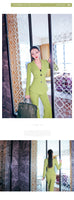 AOOKDRESS Spring OL formal suit 2021 new mint green pleated waist small suit and micro flared pants two-piece suit