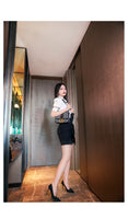 Aookdress spring and summer women's ol suit 2021 new bubble short sleeve shirt high waist big bow skirt two piece set