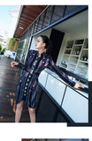 AOOKDRESS spring new fashion temperament stripe color matching slim slim sexy hip long sleeve shirt dress