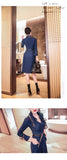 AOOKDRESS early spring long-sleeved shirt dress 2021 new fashion temperament design sense waist slim denim A-line skirt