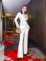 AOOKDRESS Spring black and white contrast color suit suit 2021 new double-row small suit jacket and two-piece pants