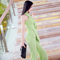 AOOKDRESS ladies wind summer suit tide new irregular neck strapless dress micro bell pants two-piece suit