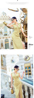 AOOKDRESS summer sexy V-neck ribbon dress cover belly new temperament sleeveless open fork long skirt in the long