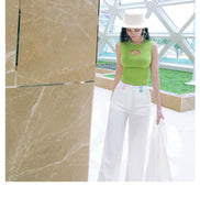 AOOKDRESS fashion set new summer sleeveless small suit jacket micro horn trousers two-piece set