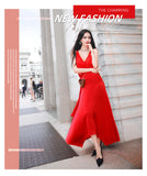 AOOKDRESS early spring strap dress long new fashion V-neck sleeveless waist slim annual dress