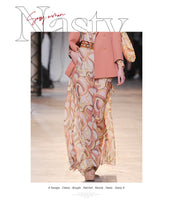 AOOKDRESS European and American catwalk orange suit female Korean printed chiffon dress temperament goddess Spring 2021