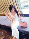 AOOKDRESS dress long new fashion sleeveless slim knee-length bottoming knit skirt