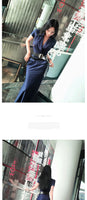 AOOKDRESS Summer skirt mid-length new style fashionable short-sleeved short-sleeved suit collar over-the-knee waist slim-fit dress