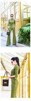 AOOKDRESS summer temperament suit new stylish slim shirt high-waisted wide-leg flared pants two-piece set