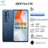 Original New IQOO NEO 5 SE Smartphone Snapdragon 870 4500 mAh 55W Flash Charge 50MP Main Camera 6.67 Inch 144Hz Android 11 OTA