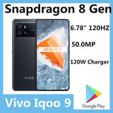 Original Vivo IQOO 9 5G Mobile Phone Snapdragon 8 Gen 1 Android 12.0 Fingerprint 50.0MP OTG 120W Charger 6.78&quot; AMOLED 120HZ