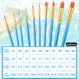 AOOKMIYA  Paint Brushes Set 20 Pack 200Pcs Nylon Painting Brush Set Acrylic Paint Brushes for Acrylic Oil Watercolor Gouache Canvas Body