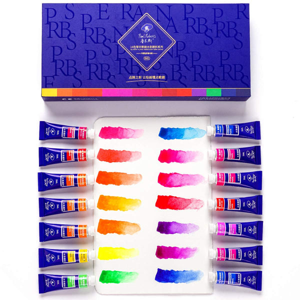 AOOKMIYA Paul Rubens BOX Watercolor Paint 14 Vibrant Neon Colors Paint