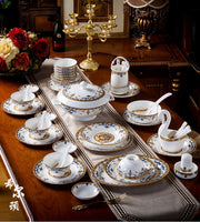 Porcelana tigela conjunto de utensílios de mesa de estilo europeu casa cerâmica osso china 10 tigelas, placas, pauzinhos, chinês conjunto de placas tigelas