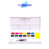 Portable 12/18/24/36Colors Solid Pigment Watercolor Paints Set With Water Color Brush Pen For Painting Professional Art Supplies