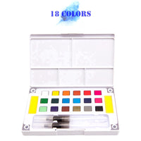 Portable 12/18/24/36Colors Solid Pigment Watercolor Paints Set With Water Color Brush Pen For Painting Professional Art Supplies