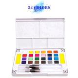 Portable 12/18/24/36Colors Solid Pigment Watercolor Paints Set With Water Color Brush Pen For Painting Professional Art Supplies