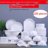 Prato conjunto de 108 peças casa cerâmica grande sopa pauzinhos arroz macarrão tigela e placa personalidade criativa