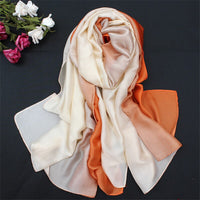 AOOKMIYARUNMEIFA 2020 Summer Gradient Silk Scarf For Women/Ladies Fashion Long Shawls and Wraps Pashmina Scarves foulard soie 190*110CM