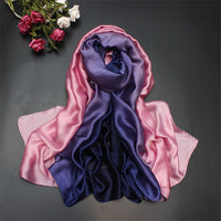 AOOKMIYARUNMEIFA 2020 Summer Gradient Silk Scarf For Women/Ladies Fashion Long Shawls and Wraps Pashmina Scarves foulard soie 190*110CM