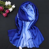 AOOKMIYARUNMEIFA 2020 Summer Gradient Silk Scarf For Women/Ladies Fashion Long Shawls and Wraps Pashmina Scarves foulard soie 190*110CM