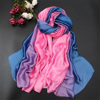 AOOKMIYARUNMEIFA 2020 Summer Gradient Silk Scarf For Women/Ladies Fashion Long Shawls and Wraps Pashmina Scarves foulard soie 190*110CM