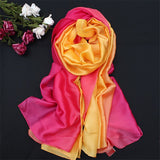 AOOKMIYARUNMEIFA 2020 Summer Gradient Silk Scarf For Women/Ladies Fashion Long Shawls and Wraps Pashmina Scarves foulard soie 190*110CM