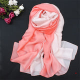 AOOKMIYARUNMEIFA 2020 Summer Gradient Silk Scarf For Women/Ladies Fashion Long Shawls and Wraps Pashmina Scarves foulard soie 190*110CM