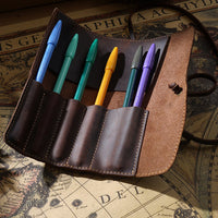 Retro first layer cowhide pen curtain cowhide pen bag simple literary pen curtain multi-function roll pen bag pencil bag