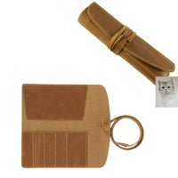 Retro first layer cowhide pen curtain cowhide pen bag simple literary pen curtain multi-function roll pen bag pencil bag