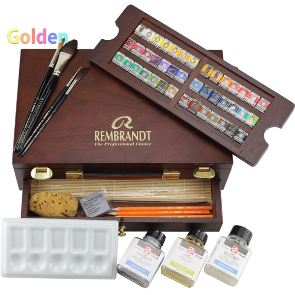 Royal Talens Rembrandt Box Master Edition Watercolour Art Set in Wooden Chest. 42 pans of professional quality watercolour paint
