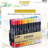 STA 12/24/36/48/80 Colors Art Markers Pen Artist Double Tips Calligraphy Pen Water Based ink Sketch Marker for School Supplies