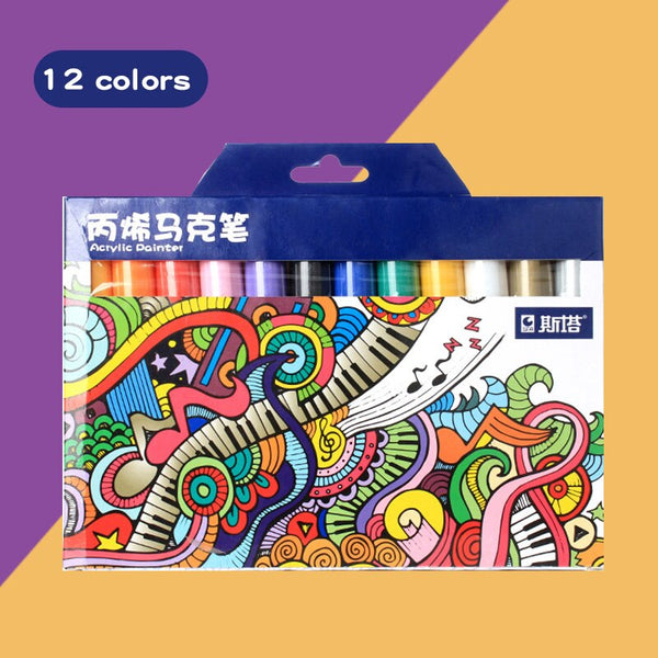 STA Acrylic Paint Pens 24 Colors Art Permanent Markers for DIY  Glass,Ceramic,Rock,Wood,Canvas